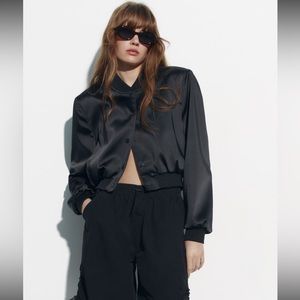 Zara satin effect cropped bomber